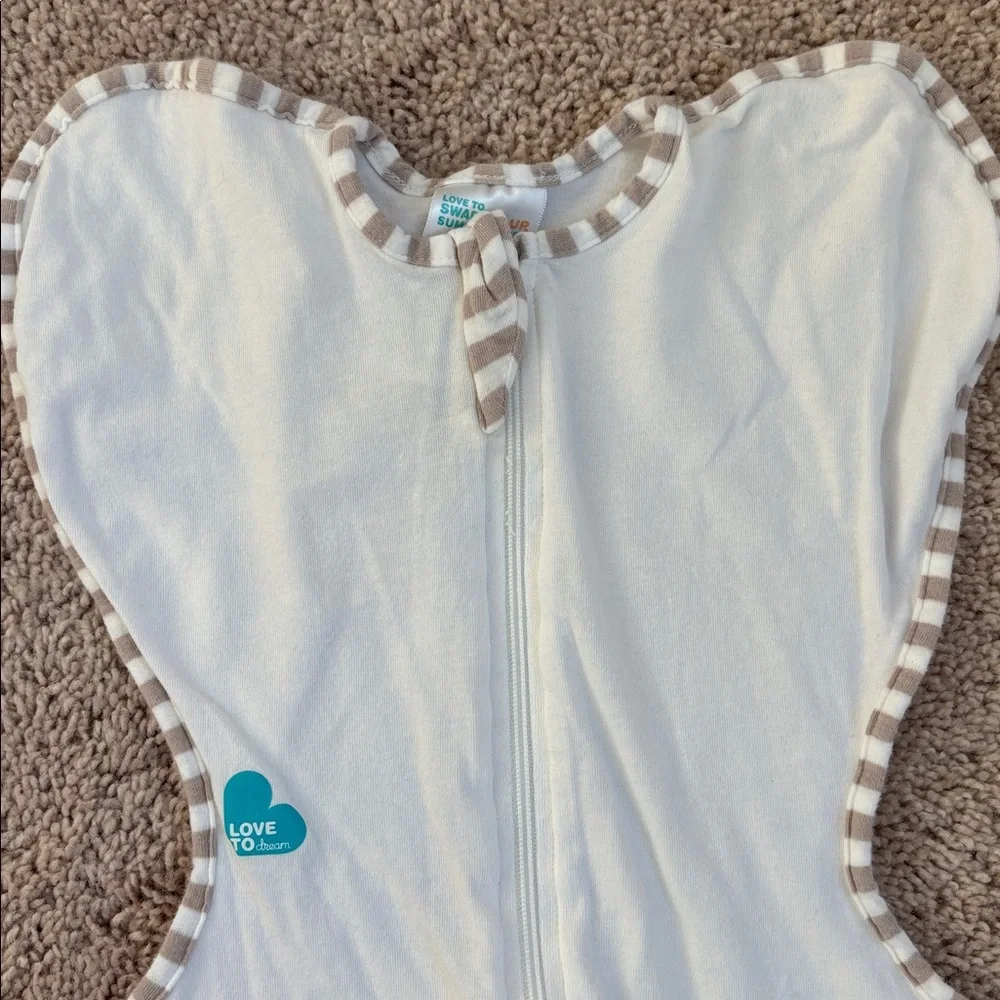 Love to Dream Swaddle Up White Swaddle Striped Trim Size Small 8-13 lbs. 1.0 TOG